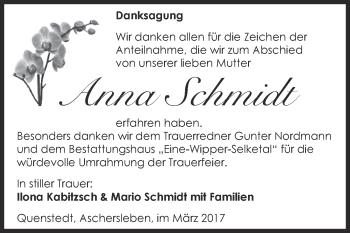 Traueranzeige von Anna Schmidt von Super Sonntag SGH Mansf. Land