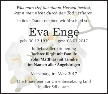 Traueranzeige von Eva Enge von Mitteldeutsche Zeitung Merseburg/Querfurt