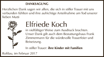 Traueranzeige von Elfriede Koch von WVG - Wochenspiegel Dessau / Köthen