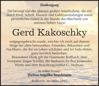 Traueranzeige von Gerd Kakoschky von Mitteldeutsche Zeitung Merseburg/Querfurt