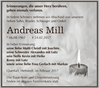 Traueranzeige von Andreas Mill von LMER,LMER,LMLA