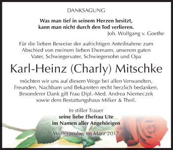 Traueranzeige von Karl-Heinz Mitschke von Mitteldeutsche Zeitung Zeitz