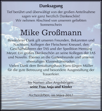 Traueranzeige von Mike Großmann von Mitteldeutsche Zeitung Aschersleben