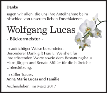 Traueranzeige von Wolfgang Lucas von Mitteldeutsche Zeitung Aschersleben