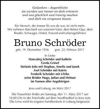 Traueranzeige von Bruno Schröder von Mitteldeutsche Zeitung Naumburg/Nebra
