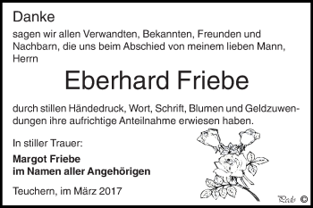 Traueranzeige von Eberhard Friebe von WVG - Wochenspiegel NMB / WSF / ZTZ
