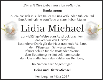 Traueranzeige von Lidia Michael von Super Sonntag Wittenberg