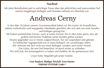 Traueranzeige von Andreas Cerny von Super Sonntag Bernburg