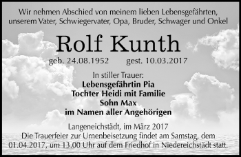 Traueranzeige von Rolf Kunth von Mitteldeutsche Zeitung Merseburg/Querfurt