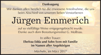 Traueranzeige von Jürgen Emmerich von Mitteldeutsche Zeitung Merseburg/Querfurt