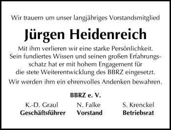 Traueranzeige von Jürgen Heidenreich von Mitteldeutsche Zeitung Aschersleben