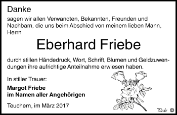 Traueranzeige von Eberhard Friebe von Mitteldeutsche Zeitung Weißenfels