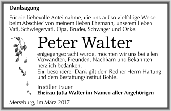 Traueranzeige von Peter Walter von Mitteldeutsche Zeitung Merseburg/Querfurt