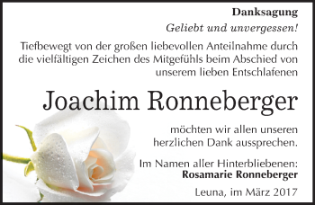 Traueranzeige von Joachim Ronneberger von Mitteldeutsche Zeitung Merseburg/Querfurt