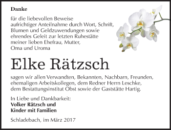Traueranzeige von Elke Rätzsch von Mitteldeutsche Zeitung Merseburg/Querfurt