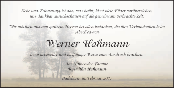 Traueranzeige von Werner Hohmann von Super Sonntag Quedlinburg