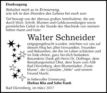 Traueranzeige von Walter Schneider von Mitteldeutsche Zeitung Merseburg/Querfurt