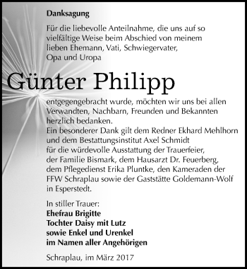 Traueranzeige von Günter Philipp von Mitteldeutsche Zeitung Merseburg/Querfurt