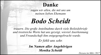 Traueranzeige von Bodo Scheidt von Mitteldeutsche Zeitung Dessau-Roßlau