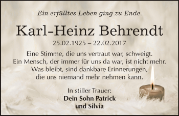Traueranzeige von Karl-Heinz Behrendt von Mitteldeutsche Zeitung Bitterfeld
