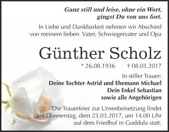 Traueranzeige von Günther Scholz von Super Sonntag Halle