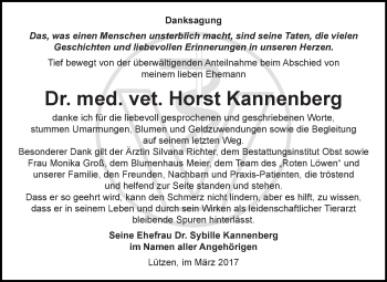 Traueranzeige von Horst Kannenberg von WVG - Wochenspiegel NMB / WSF / ZTZ