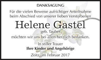 Traueranzeige von Helene Gastel von Mitteldeutsche Zeitung Zeitz
