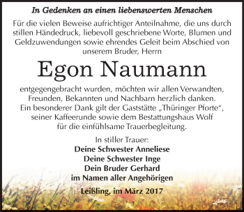 Traueranzeige von Egon Naumann von Mitteldeutsche Zeitung Weißenfels