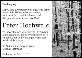 Traueranzeige von Peter Hochwald von Mitteldeutsche Zeitung Halle/Saalkreis