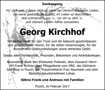 Traueranzeige von Georg Kirchhof von Mitteldeutsche Zeitung