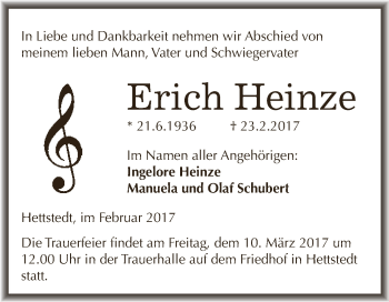 Traueranzeige von Erich Heinze von Super Sonntag SGH Mansf. Land