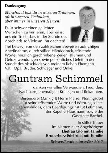 Traueranzeige von Guntram Schimmel von Mitteldeutsche Zeitung Wittenberg