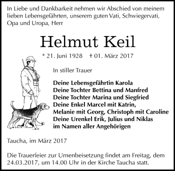 Traueranzeige von Helmut Keil von Mitteldeutsche Zeitung Weißenfels