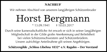 Traueranzeige von Horst Bergmann von Mitteldeutsche Zeitung Bitterfeld