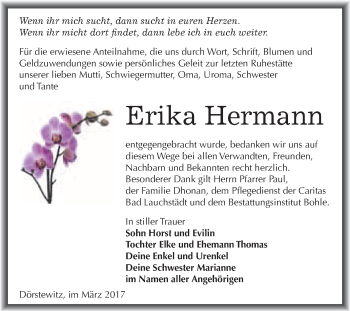 Traueranzeige von Erika Hermann von Super Sonntag Halle
