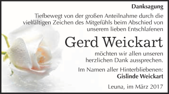 Traueranzeige von Gerd Weickart von Super Sonntag Halle