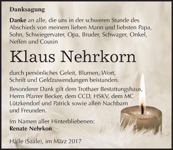 Traueranzeige von Klaus Nehrkorn von Mitteldeutsche Zeitung Halle/Saalkreis