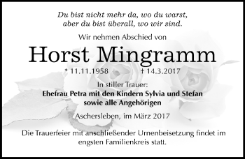 Traueranzeige von Horst Mingramm von Mitteldeutsche Zeitung Aschersleben