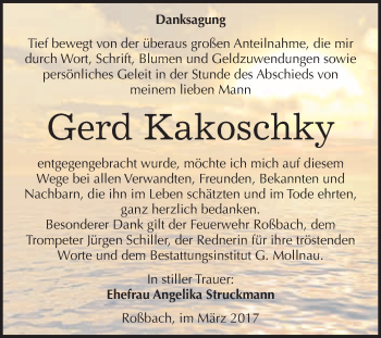 Traueranzeige von Gerd Kakoschky von Super Sonntag Halle