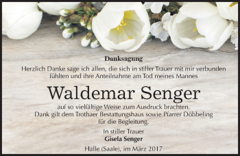 Traueranzeige von Waldemar Senger von Mitteldeutsche Zeitung Halle/Saalkreis