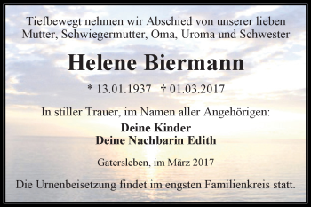 Traueranzeige von Helene Biermann von Super Sonntag SGH Mansf. Land