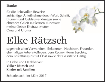 Traueranzeige von Elke Rätzsch von Super Sonntag Halle