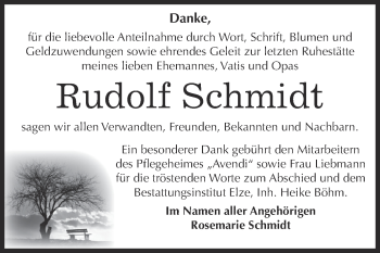 Traueranzeige von Rudolf Schmidt von WVG - Wochenspiegel Dessau / Köthen