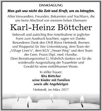 Traueranzeige von Karl-Heinz Böttcher von Mitteldeutsche Zeitung Mansfelder Land