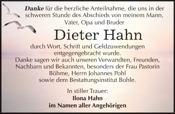 Traueranzeige von Dieter Hahn von Mitteldeutsche Zeitung Merseburg/Querfurt