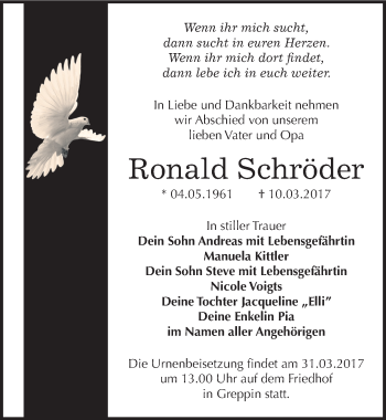 Traueranzeige von Ronald Schröder von Mitteldeutsche Zeitung Bitterfeld
