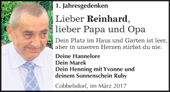 Traueranzeige von Reinhard Gläßer von Mitteldeutsche Zeitung Wittenberg