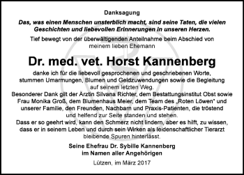 Traueranzeige von Horst Kannenberg von Mitteldeutsche Zeitung Weißenfels