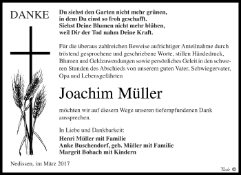 Traueranzeige von Joachim Müller von Super Sonntag Zeitz
