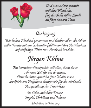 Traueranzeige von Jürgen Kühne von Mitteldeutsche Zeitung Aschersleben